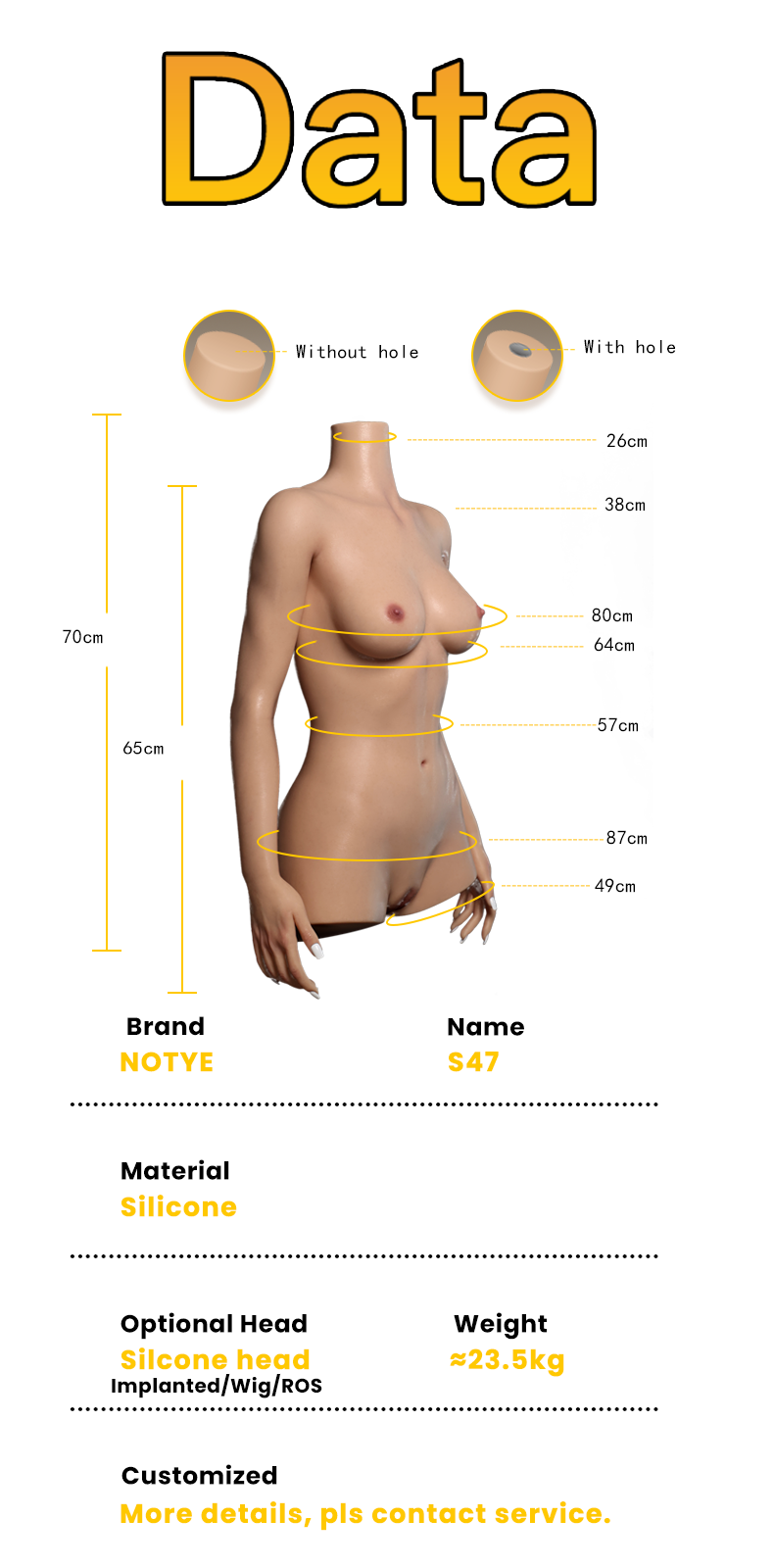 Not Ye! S47 - (Silicone) Sex Doll Torso